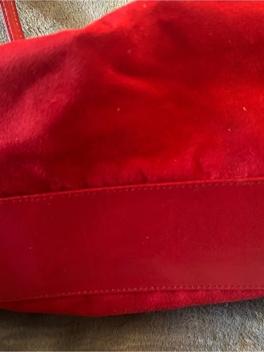 Coldwater Creek Red Drawstring Suede Satchel Purse Bag